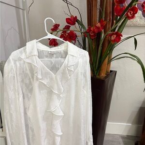Elegant White Ruffled Blouse